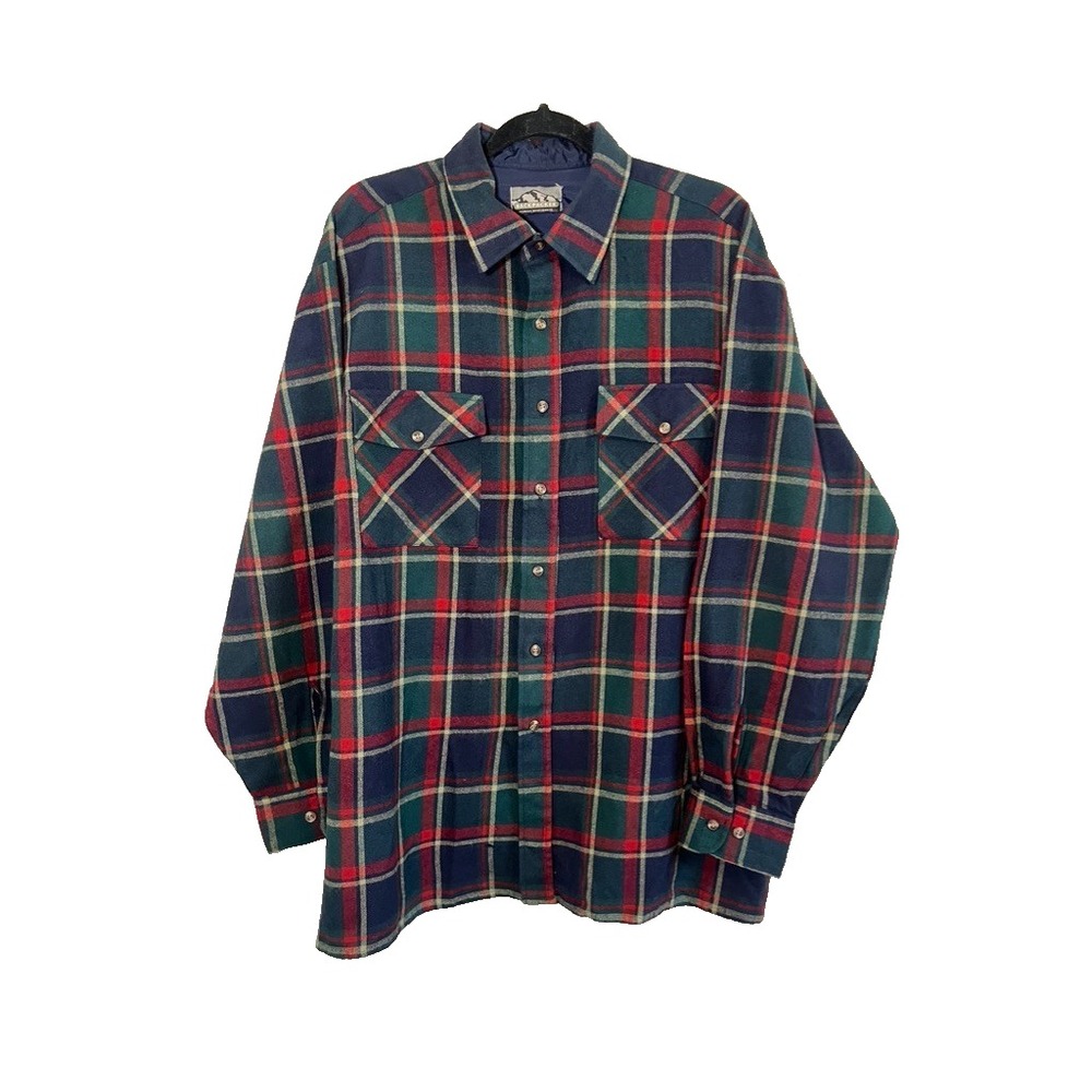 Retro Flannel Plaid Shirt XL Grunge Skater Outdoors Rugded Festive Holiday